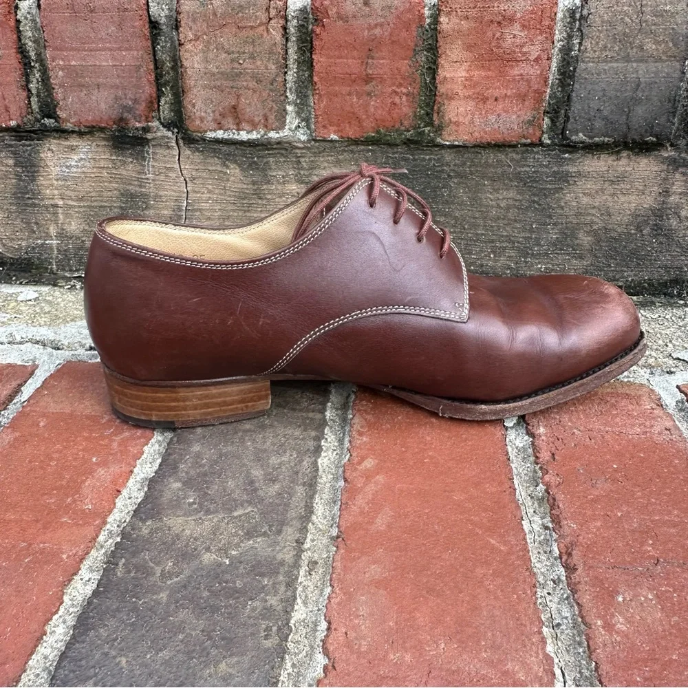 Paraboot Made in France Cognac Lace Up Leather Dress Shoes UK 6.5K EU40 US 7.5